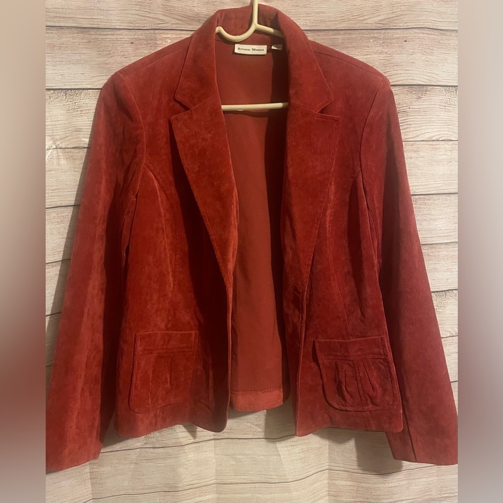 Women’s corduroy blazer. Deep rust color. Size 10. Perfect condition.